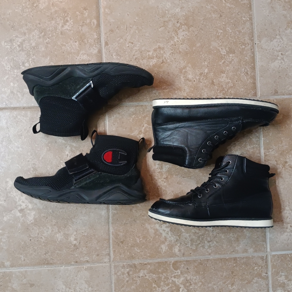 Champion & Old Navy Black Shoe Bundle Big Boys Sz.5